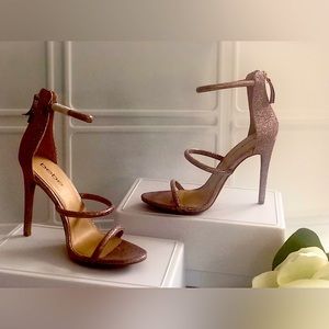 Brand New Bebe- Pink/Purple Glitter-Open Toe- High Heel-Ankle Strap